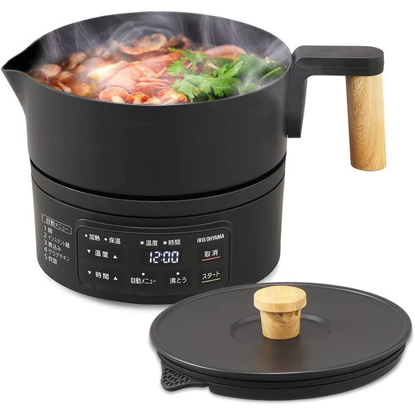 アイリスオーヤマ クッキングケトル ICK-M1200-B ブラック 0501-4967576551991-ds 【代引・日時指定・..