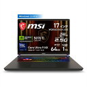 MSI ゲーミングノートPC Vector-17-HX-AI-A2XWHG-6359JP 17インチ WQXGA 240Hz Core Ultra 9 275HX GeForce RTX 5070 Ti Laptop メモリ:64GB SSD:1TB Windows 11 Pro コスモスグレイ VECTOR17HXA2XWHG6359JP 4711377301831-ds