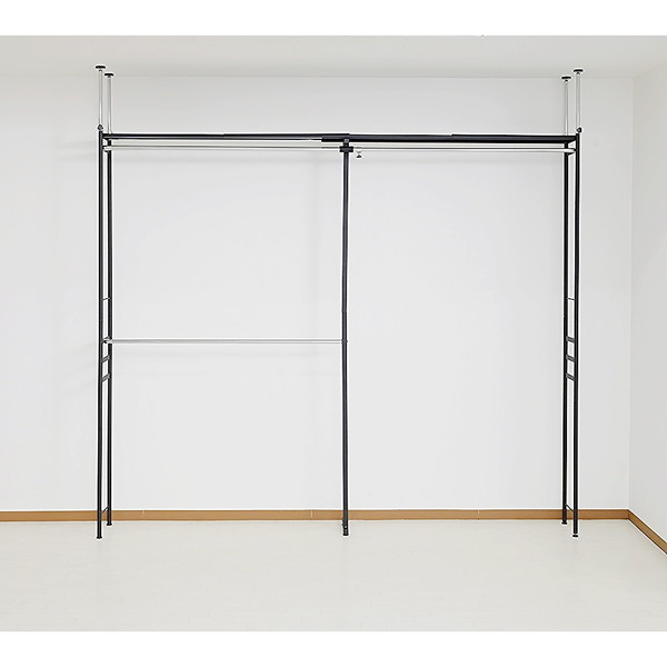 ツッパリクローゼットハンガーラック（奥行30cmハイタイプ) スーパーワイド SK-80H SW(BK) ブラック 黒..