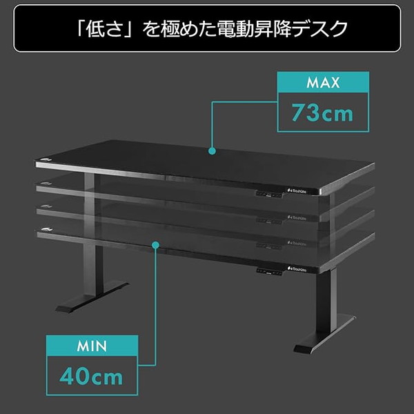 Bauhutte バウヒュッテ 電動スーパーゲーミングデスク （天板） BHD-1400FAT2-BK ...