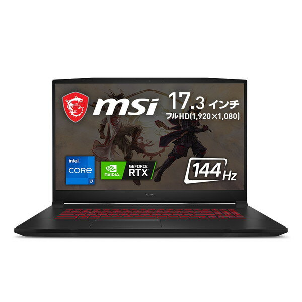 パワフルな大画面ゲーミングノートPC MSI エムエスアイ KATANA-GF76-11UD-671JP Core i7-11800H GeForce RTX 3050 Ti メモリ：16GB SSD：512GB 17.3インチ Windows 11 Home ゲーミングノートパソコンのサムネイル