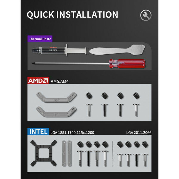 upHere デュアルファン空冷CPUクーラー UE2 Elite KC8 黒 RGB対応 【キャンセル不可・北海道沖縄離島配送不可】 4529327824619-ds - Image 3