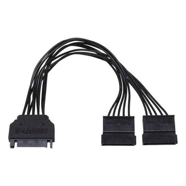 Ainex アイネックス シリアルATA用二股電源ケーブル 15cm ブラック S2-1501SAC-BK【キャンセル不可・北..