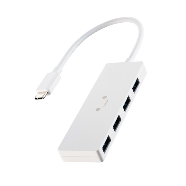 ELECOM エレコム U3HC-H040WF Type-C ハブ USB3.2 Gen1 USB-A ×4 バスパワー 薄型 【 USB-C ポート搭載 MacBook mac Surface Windows iPhone iPad 等対応 】 ケーブル長15cm しろちゃん 【キャンセル不可・北海道沖縄離島配送不可】 4549550351980-ds