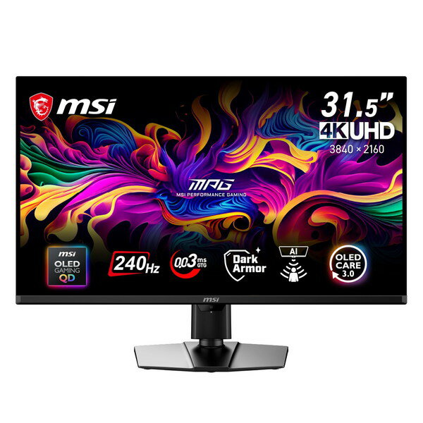 樂天商城 - MSI 黒の表現力を向上させるダークアーマー・フィルム、焼き付き保護のAIセンサーを搭載したQD-OLEDゲーミングモニター MPG 322UR QD-OLED X24 31.5インチ 4K UHD 3,840 × 2,160 240Hz アンチフリッカー AIビジョン 4711377409179-ds