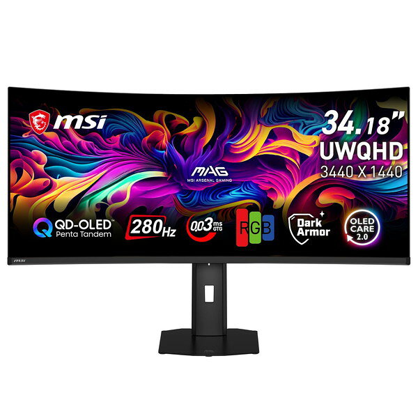 MSI ウルトラワイドゲーミングモニター MAG-341CQP-QD-OLED-X28 RGBストライプ構造 第5世代QD?OLED搭載 34インチ/UWQHD(3,440 × 1,440)/280Hz/0.03ms(GTG) 4711377411752-ds
