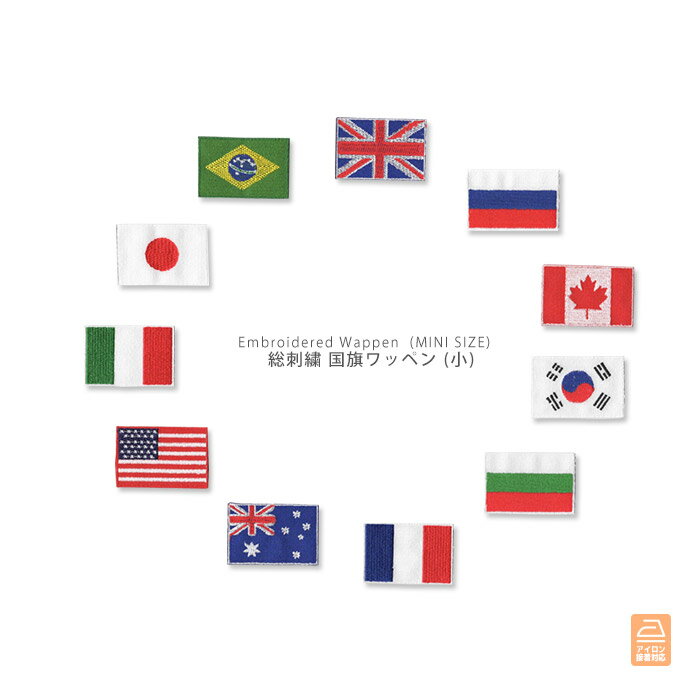 国旗ワッペン 小 日本 韓国 アメリ