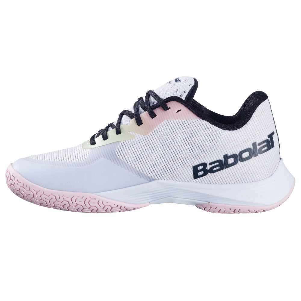 ラケットショップ・アプローチのBABOLAT　シャドウ スピリット2ウィメンズ　ホワイト　3A1F25C642-1000　2025FW　バボラ　Shadow Spirit 2 Women　体育館　室内用　室内シューズ　バドミントン用　バドミントンシューズ｜アングル2