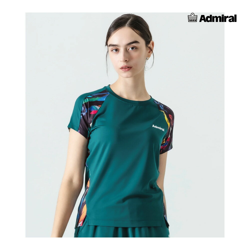 【BKフライデー限定！最大2,000OFFクーポン配布中】ADMIRAL レディース ラグランスリーブグラフィックTEE ATLA533-060 2025FW グリーン 吸水速乾 UVカット ストレッチ アドミラル WOMEN テニスウェア バドミントン ソフトテニス ポスト投函対応
