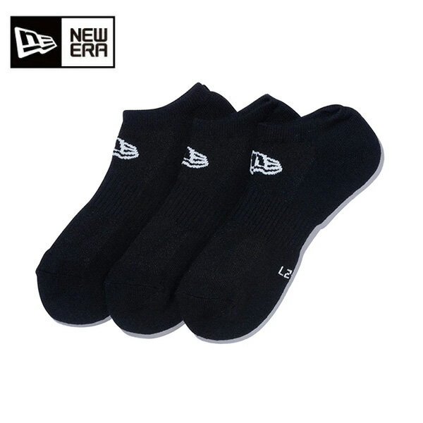 【商品名】 ソックス ショート 3ペア 【ブランド】 ニューエラ 【メーカー品番】 14518171 【カラー】 ブラック 【サイズ】 23-25cm、25-27cm、27-29cm 【素材】 ポリエステル・コットン・ポリウレタン 【注意】こちらの商品は、他の通販サイトと在庫共有しているため、ごくまれにご注文後でも在庫切れの場合がございます。 その際は連絡させて頂きますので、予めご了承ください。 実際の商品と比較し色味・質感等に若干の誤差が生じる場合がございますので、ご了承下さい。 【製造販売元】：ニューエラジャパン合同会社ニューエラフラッグをジャカードで表現した3ペアソックス。足首が露出するショート丈です。