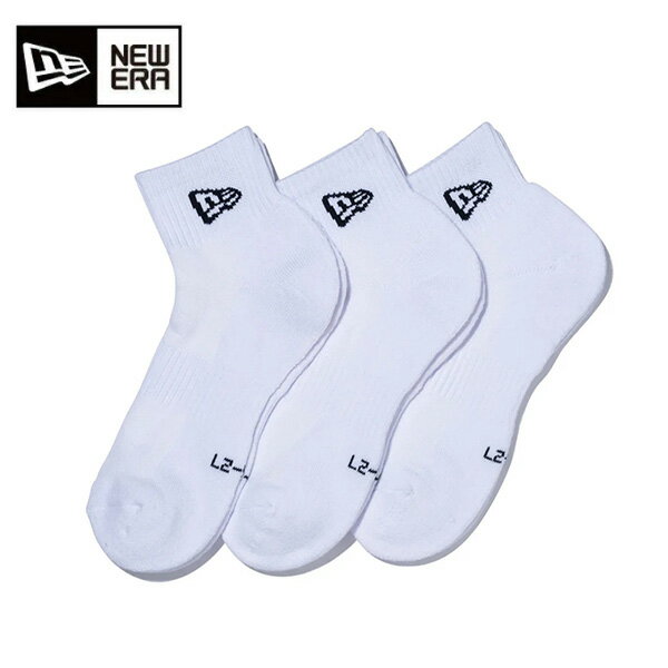 【商品名】 ソックス アンクル 3ペア 【ブランド】 ニューエラ 【メーカー品番】 14518186 【カラー】 ホワイト 【サイズ】 23-25cm、25-27cm、27-29cm 【素材】 ポリエステル・コットン・ポリウレタン 【注意】こちらの商品は、他の通販サイトと在庫共有しているため、ごくまれにご注文後でも在庫切れの場合がございます。 その際は連絡させて頂きますので、予めご了承ください。 実際の商品と比較し色味・質感等に若干の誤差が生じる場合がございますので、ご了承下さい。 【製造販売元】：ニューエラジャパン合同会社ニューエラフラッグをジャカードで表現した3ペアソックス。くるぶしより上のアンクル丈です。