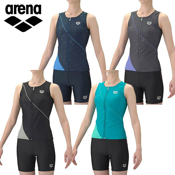 【マラソン限定！最大2,000円OFFクーポン】アリーナ 【すらっとセパ】フィットネスセパレーツ（カバーバック/ミドルレッグ/差し込みパッド）レディース 26SS AS6SWF45L セパレーツ水着 プール アクアビクス 水中ウォーキング エクササイズ arena レディス
