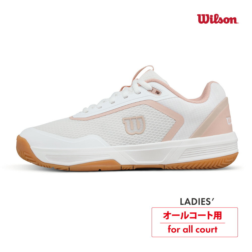 【予約:2月中旬予定】WILSON コートグライドW WRS339810　COURTGLIDE W　ウィルソン　White×Cameo Rose×Gum　テニスシューズ　2026SS　オールコート　レディース