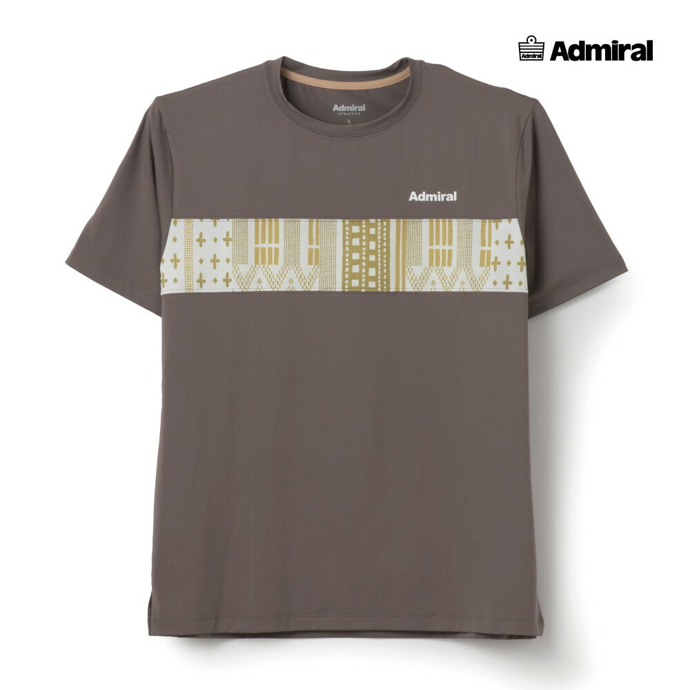 ADMIRAL メンズ フロントライングラフィックTEE ATMA602-25 2026SS モカ 吸水速乾 UVカット ストレッチ アドミラル MEN テニスウェア バドミントン ソフトテニス