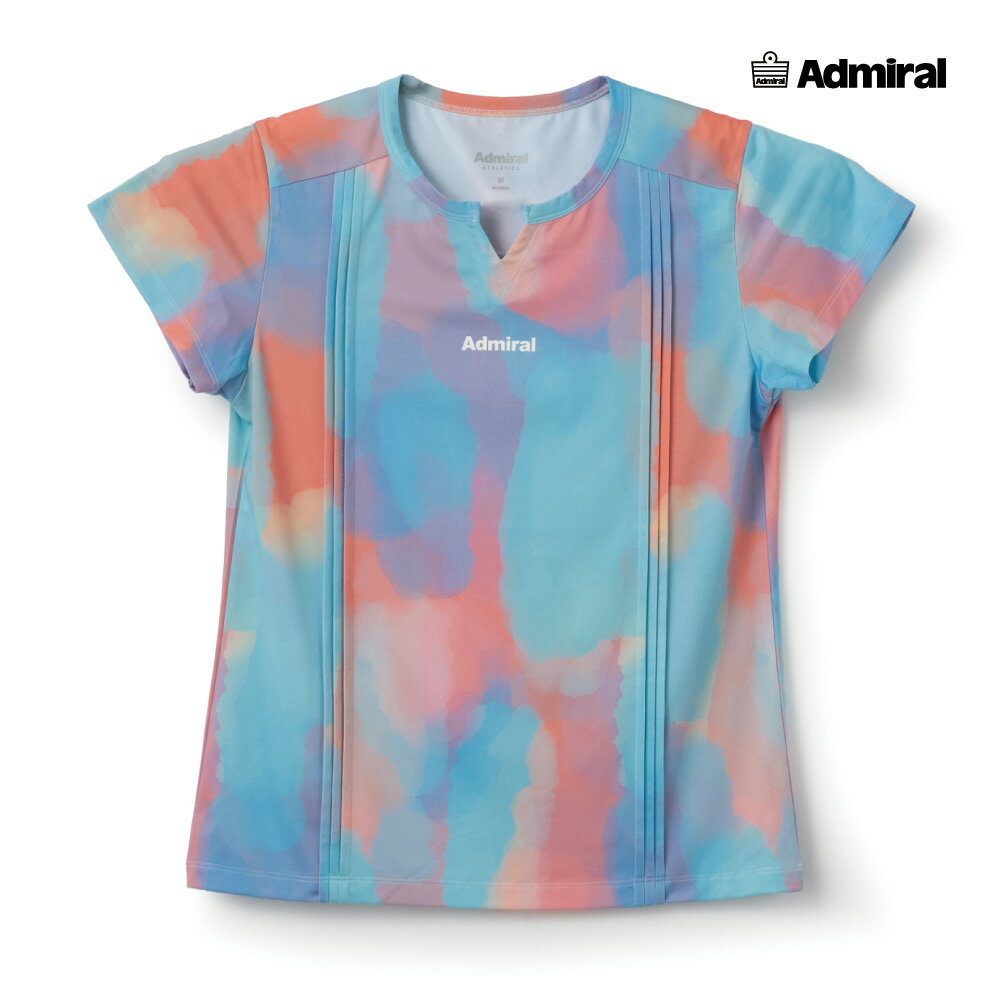 ADMIRAL レディース ピンタックフルグラフィックTEE ATLA601-91 2026SS マルチ 吸水速乾 UVカット ストレッチ アドミラル WOMEN テニスウェア バドミントン ソフトテニス
