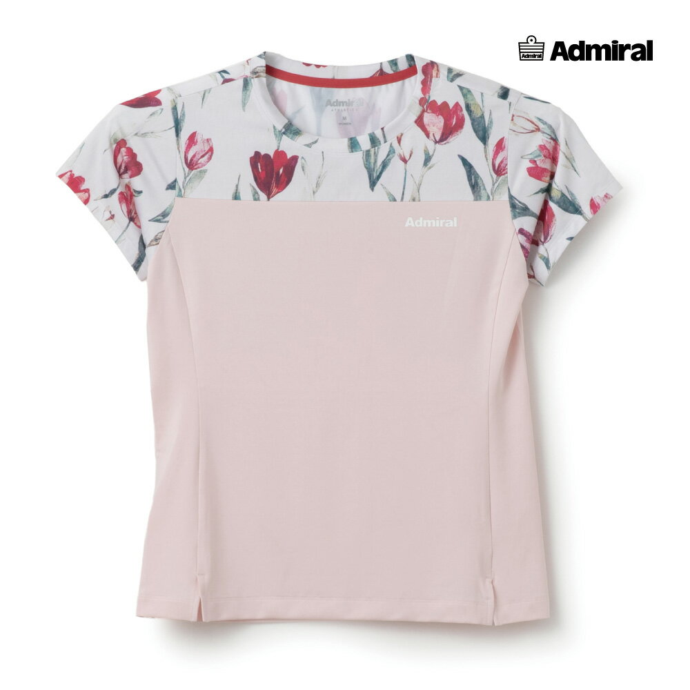 ADMIRAL レディース スリットヘムグラフィックTEE ATLA602-48 2026SS ピンク 吸水速乾 UVカット ストレッチ アドミラル WOMEN テニスウェア バドミントン ソフトテニス