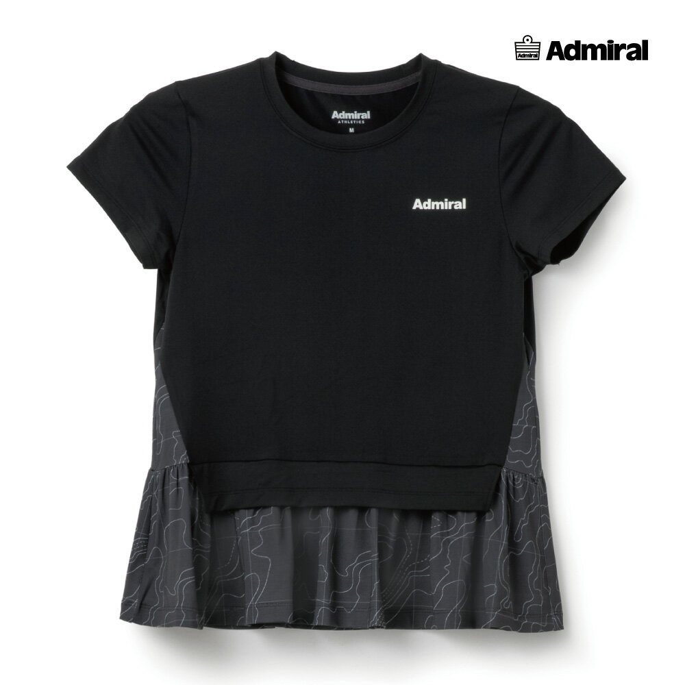 樂天商城 - 【14日20時〜28H限定★最大ポイント47倍】ADMIRAL　レディース　フェイクレイヤーヘムグラフィックTEE　ATLA603-10　2026SS　ブラック　吸水速乾　UVカット　ストレッチ　アドミラル　WOMEN　テニスウェア　バドミントン　ソフトテニス