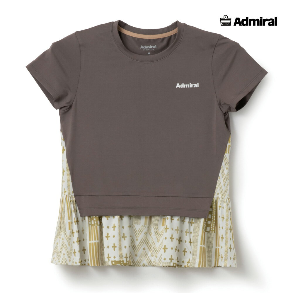 樂天商城 - 【マラソン限定！最大2,000円OFFクーポン】ADMIRAL　レディース　フェイクレイヤーヘムグラフィックTEE　ATLA603-25　2026SS　モカ　吸水速乾　UVカット　ストレッチ　アドミラル　WOMEN　テニスウェア　バドミントン　ソフトテニス