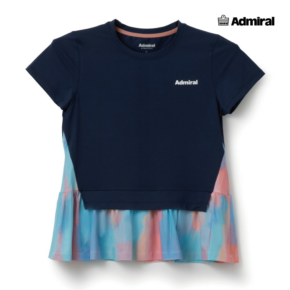 樂天商城 - ADMIRAL　レディース　フェイクレイヤーヘムグラフィックTEE　ATLA603-30　2026SS　ネイビー　吸水速乾　UVカット　ストレッチ　アドミラル　WOMEN　テニスウェア　バドミントン　ソフトテニス