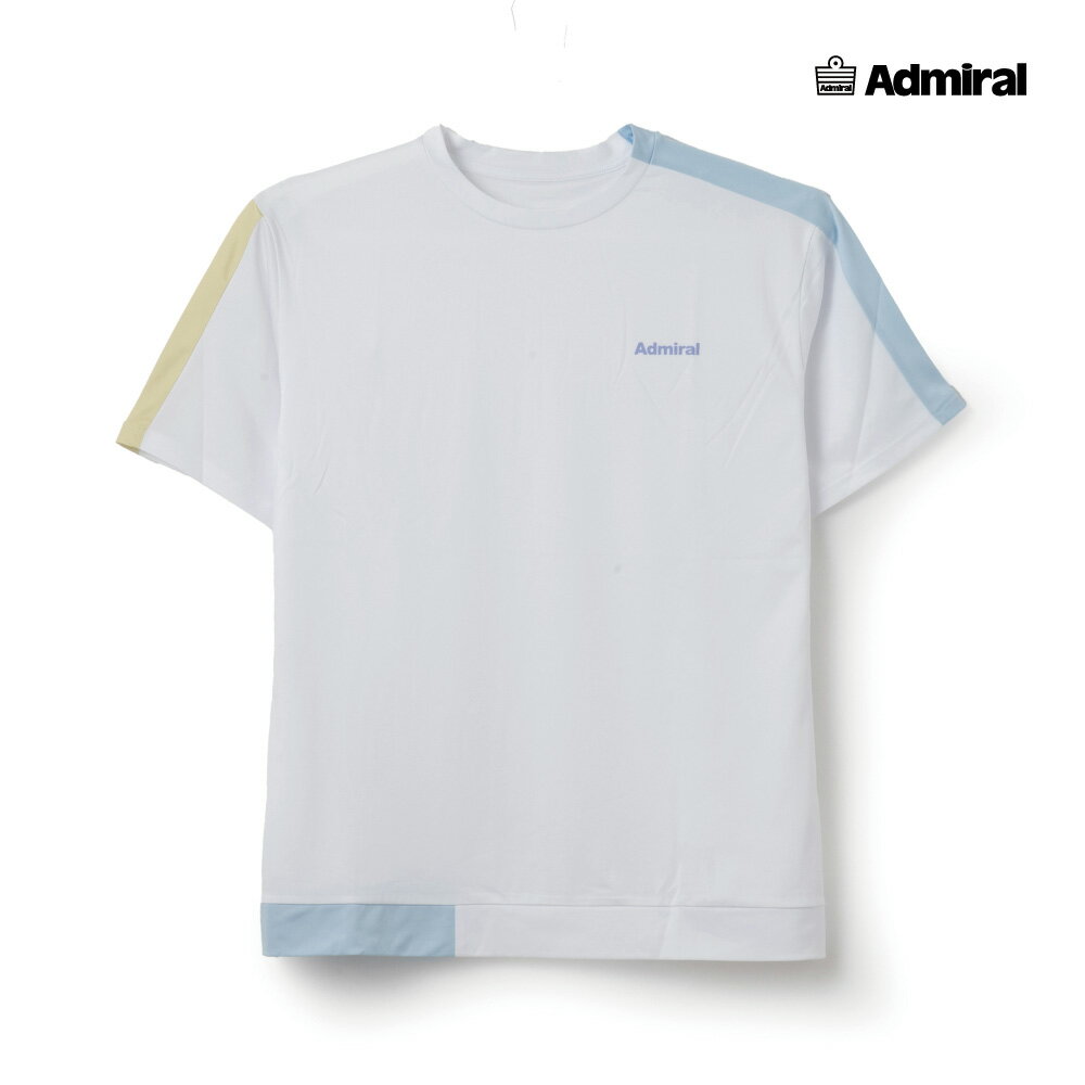 ADMIRAL　メンズ　カラーアソートブロッキングTEE 　ATMA608-00　2026SS　ホワイト　吸水速乾　ストレッチ　アドミラル　MEN　テニスウェア　バドミントン　ソフトテニス