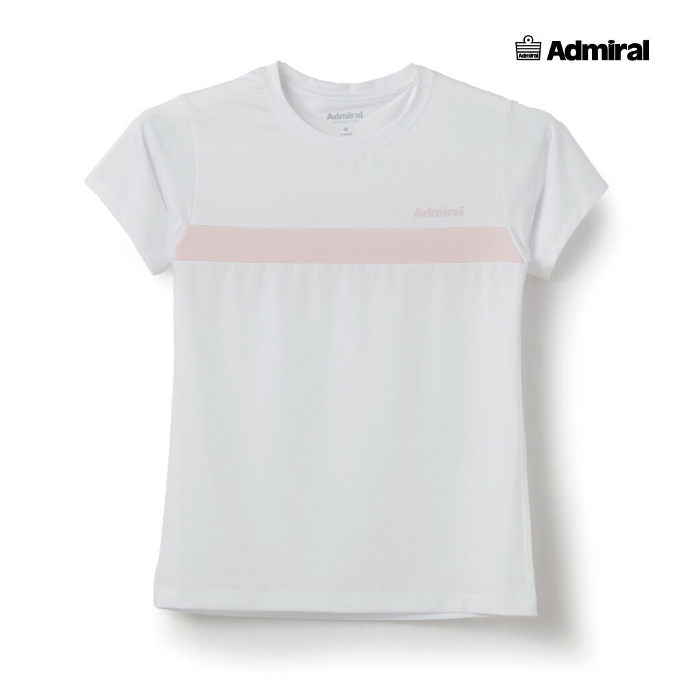 ADMIRAL レディース ナローフロントラインTEE ATLA608-00 2026SS ホワイト 吸水速乾 UVカット ストレッチ アドミラル WOMEN テニスウェア バドミントン ソフトテニス