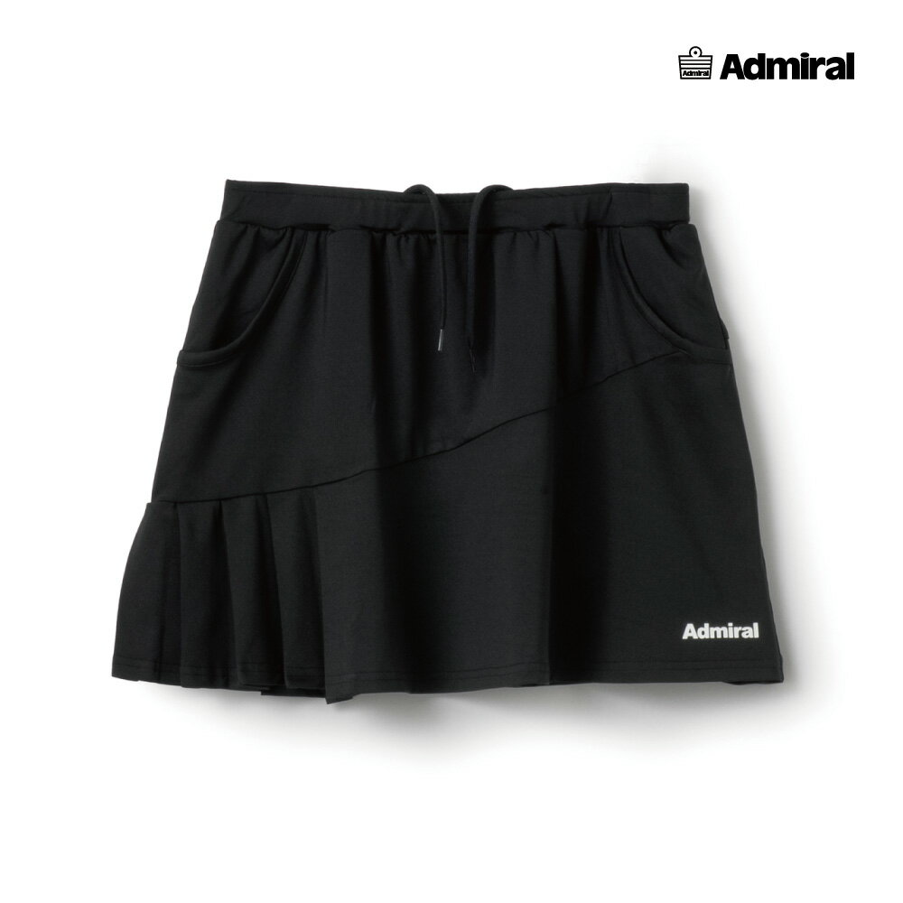 ADMIRAL レディース アシメタックプリーツスコート ATLA612-10 2026SS ブラック 吸水速乾 UVカット ストレッチ アドミラル WOMEN テニスウェア バドミントン ソフトテニス