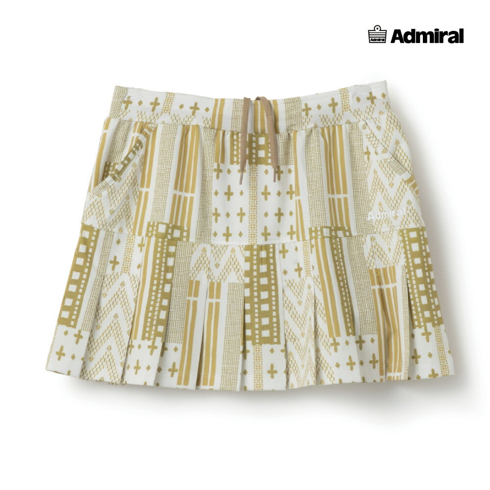 ADMIRAL レディース グラフィックプリーツスコート ATLA604-70 2026SS イエロー 吸水速乾 UVカット ストレッチ アドミラル WOMEN テニスウェア バドミントン ソフトテニス