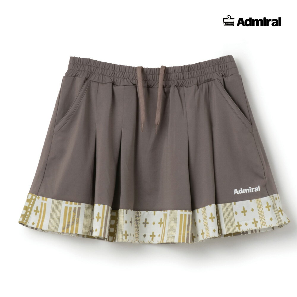 ADMIRAL レディース グラフィックヘムタックプリーツスコート ATLA605-25 2026SS モカ 吸水速乾 UVカット ストレッチ アドミラル WOMEN テニスウェア バドミントン ソフトテニス