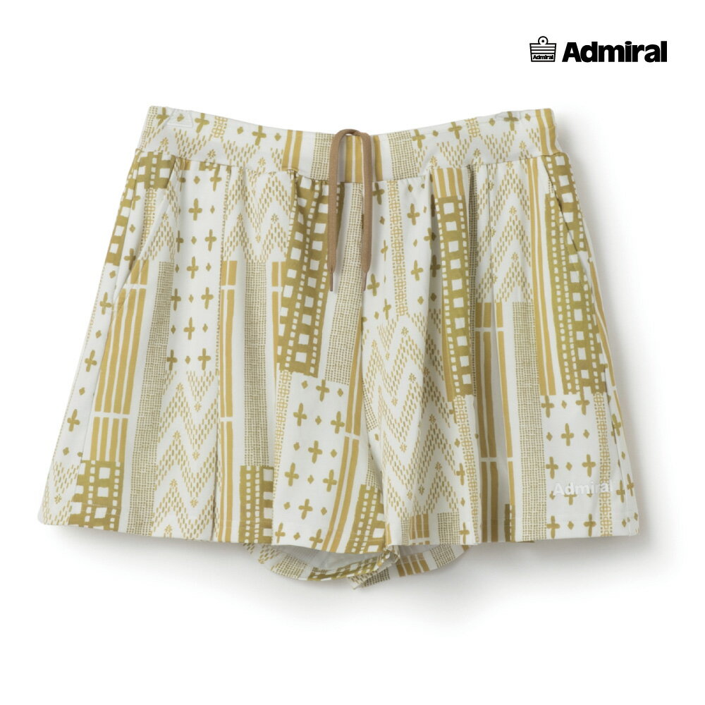 ADMIRAL レディース タックフレアグラフィックキュロット ATLA606-70 2026SS イエロー 吸水速乾 UVカット ストレッチ アドミラル WOMEN テニスウェア バドミントン ソフトテニス