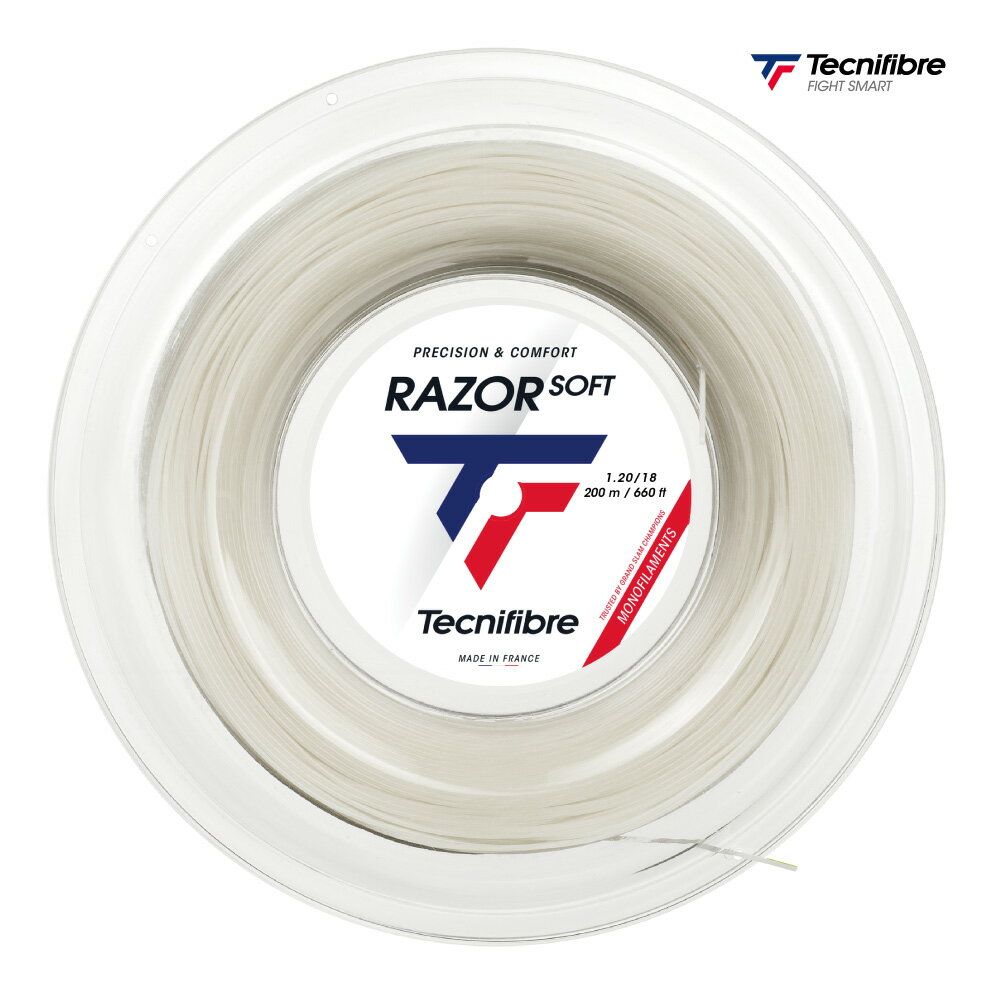 樂天商城 - Tecnifibre　レーザーソフト　200m　ロール　カーボン　ライム　ホワイト　04RRAS　硬式　テニス　ストリング　ガット　RAZOR SOFT　テクニファイバー