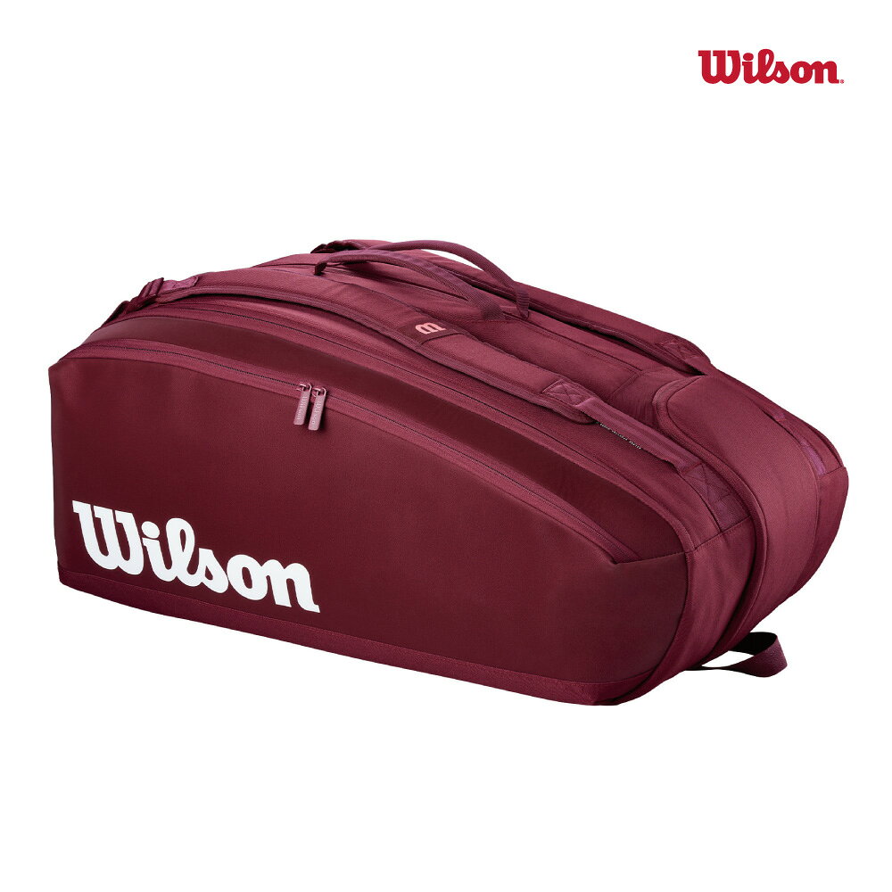 【商品名】DEFYER Racket Bag 15PK V1（ディファイア ラケットバッグ 15PK V1） 【品番】WR8058001001 【素材】ポリエステル＋ポリウレタン 【カラー】バーガンディ 【サイズ】76 x 45 x 34 cm 【ラケット収納本数】15本（中厚を基準） 【備考】こちらの商品は他の通販サイトと在庫共有しているため、ごくまれにご注文後でも在庫切れの場合がございます。 その際は連絡させて頂きますので、予めご了承ください。DEFYER 2026 BAG COLLECTION 新たなシリーズ「DEFYER」collection テニスラケットを15本収納可能(中厚を基準) 【Technology】 ◆THERMOGUARD&reg; サーモガードテクノロジーが高温多湿な環境下でギアを保護します ◆SMALL ACCESSORY POCKET 小物類の収納ポケット ◆FULL RACKET COMPARTMENT テニスラケットが完全に収納できるポケット ◆DUAL CARRYING SYSTEM バックパック仕様、肩掛け仕様も可能なディテールを搭載 ◆LARGE ACCESSORY POCKETS ギアとアパレル等を収納できるポケット ◆SHOE COMPARTMENT / BAG シューズを収納できるスペース