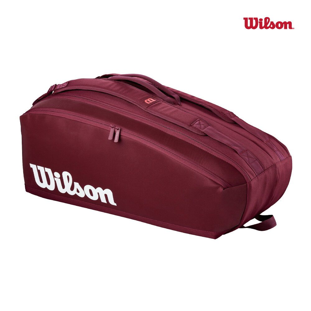 【商品名】DEFYER Racket Bag 9PK V1（ディファイア ラケットバッグ 9PK V1） 【品番】WR8058101001 【カラー】バーガンディ 【素材】ポリエステル＋ポリウレタン 【サイズ】76 x 28 x 34 cm 【ラケット収納本数】9本（中厚を基準） 【備考】こちらの商品は他の通販サイトと在庫共有しているため、ごくまれにご注文後でも在庫切れの場合がございます。 その際は連絡させて頂きますので、予めご了承ください。DEFYER 2026 BAG COLLECTION 新たなシリーズ「DEFYER」collection テニスラケットを9本収納可能なラケットバッグ(中厚を基準) 【Technology】 ◆THERMOGUARD&reg; サーモガードテクノロジーが高温多湿な環境下でギアを保護します ◆SMALL ACCESSORY POCKET 小物類の収納ポケット ◆FULL RACKET COMPARTMENT テニスラケットが完全に収納できるポケット ◆DUAL CARRYING SYSTEM バックパック仕様、肩掛け仕様も可能なディテールを搭載 ◆LARGE ACCESSORY POCKETS ギアとアパレル等を収納できるポケット