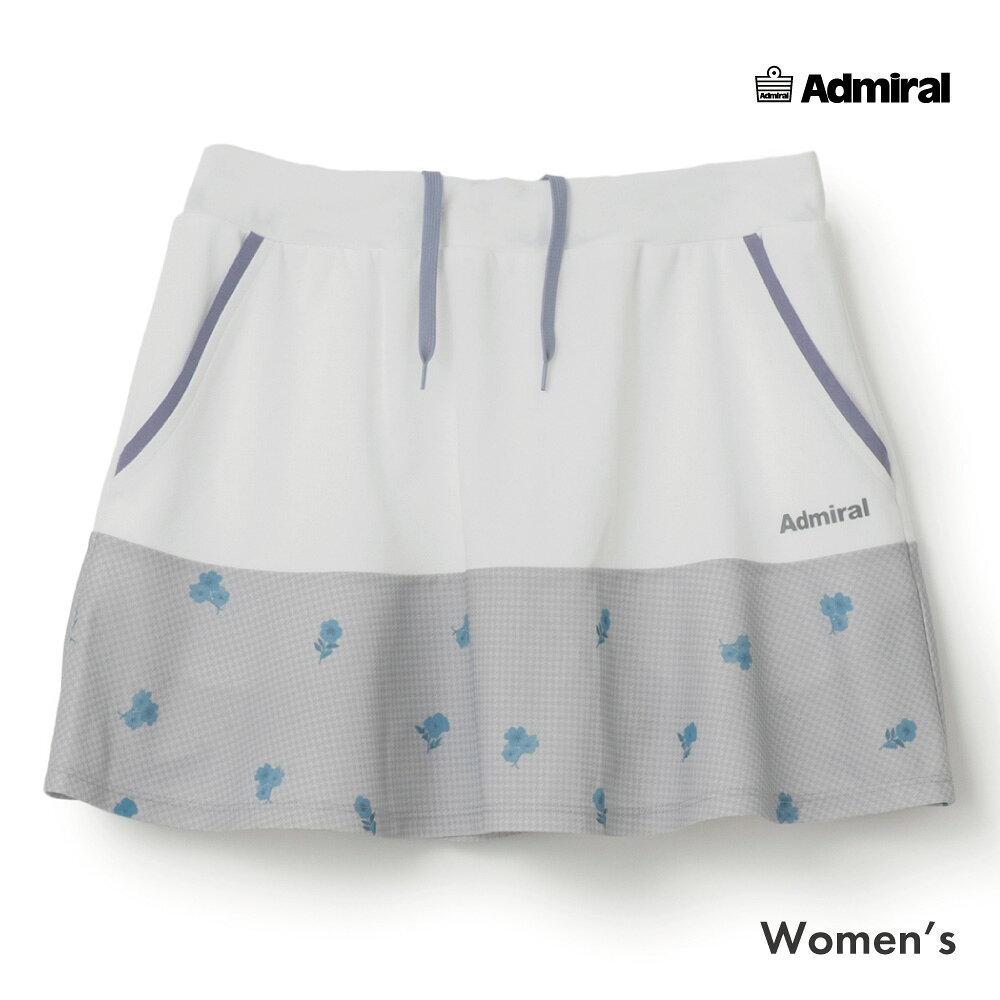 【24日20時〜28H限定★最大ポイント47.5倍 】ADMIRAL フラワーチェックヘムラインスコート　ATLA660-01 レディス　2026FW　アドミラル　オフホワイト　スコート　吸水速乾 ストレッチ