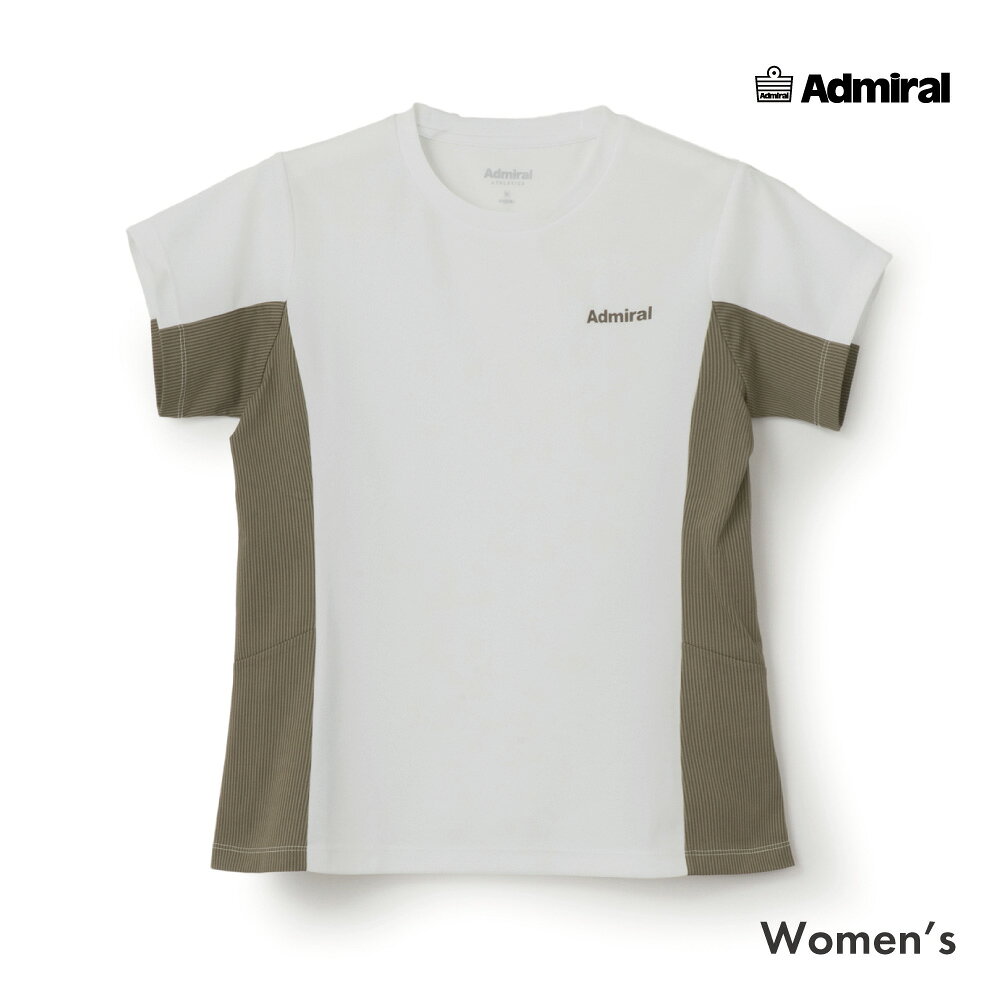 【商品名】サイドフレアバイカラーTEE 【品番】ATLA667-01 【カラー】オフホワイト（01） 【サイズ】S・M・L・LL 【素材】ポリエステル 97％ ポリウレタン3％ 　　　別布/ポリエステル 100% 【機能】吸水速乾・ストレッチ 【備考】こちらの商品は他の通販サイトと在庫共有しているため、ごくまれにご注文後でも在庫切れの場合がございます。 その際は連絡させて頂きますので、予めご了承ください。 ・メーカー希望小売価格はメーカーカタログに基づいて掲載していますアドミラル　2026FWモデル 本体に程よい厚みのあるなめらかなソフトポンチカットソーを使用したTシャツ。脇に切り替えたピケサッカー生地の配色がアクセントになりすっきりとした着やせ効果を演出。