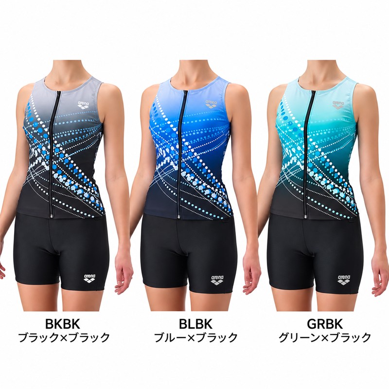 【マラソン限定！最大2,000円OFFクーポン】アリーナ フィットネスセパレート（カバーバック/ミドルレッグ/差し込みパッド）レディース 26FW AS6FWF60L セパレーツ水着 スイムウェア フロントファスナー 差し込みパッド 2026年秋冬モデル arena レディス approachshop-10012904 ラケットショップ・アプローチ サンプル画像2