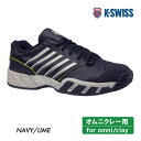 K・SWISS BIGSHOT LIGHT 4 OMNI MEN KS07010490NL ケイ・スイス ビッグショット ライト 4 オムニ メン 2024SS ネイビー×ライム テニスシューズ