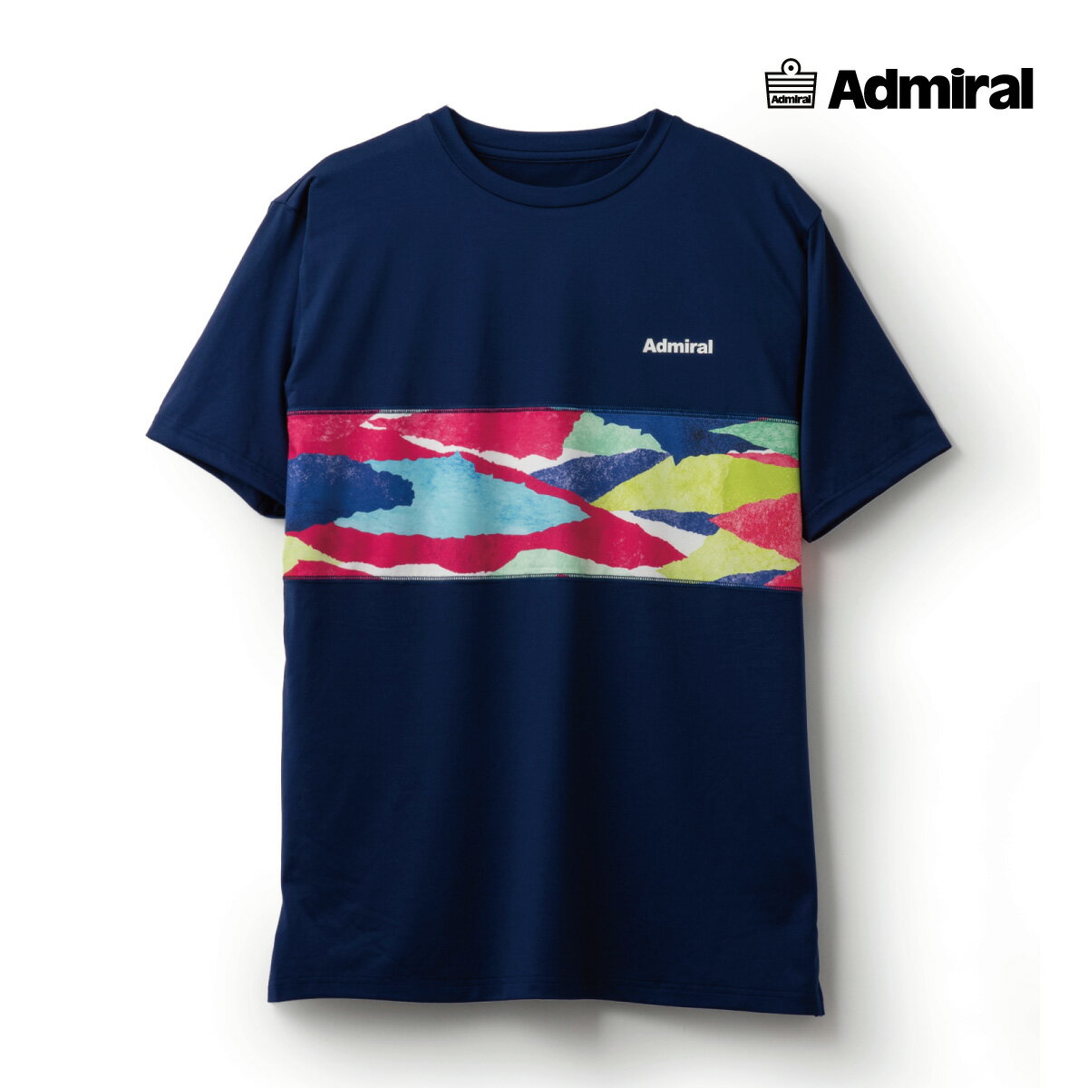 【5/5限定!10％OFFクーポン配布中】【SALE】ADMIRAL アドミラル ブロッキングライングラフィックTEE ATMA401 030 ネイビー 24SS メンズ テニス ウェア おしゃれ おすすめ　練習着　ジム