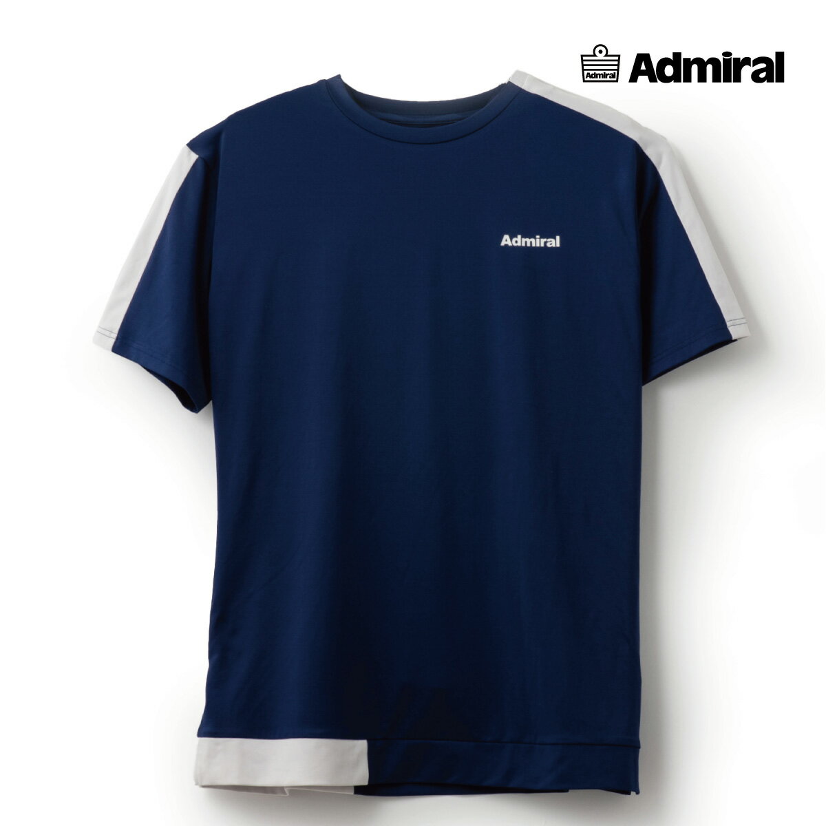 ADMIRAL アドミラル　アシンメトリーラインスイッチTEE　ATMA403 030 ネイビー 2024SS メンズ テニス ウェア おすすめ　おしゃれ　練習着　ジム　