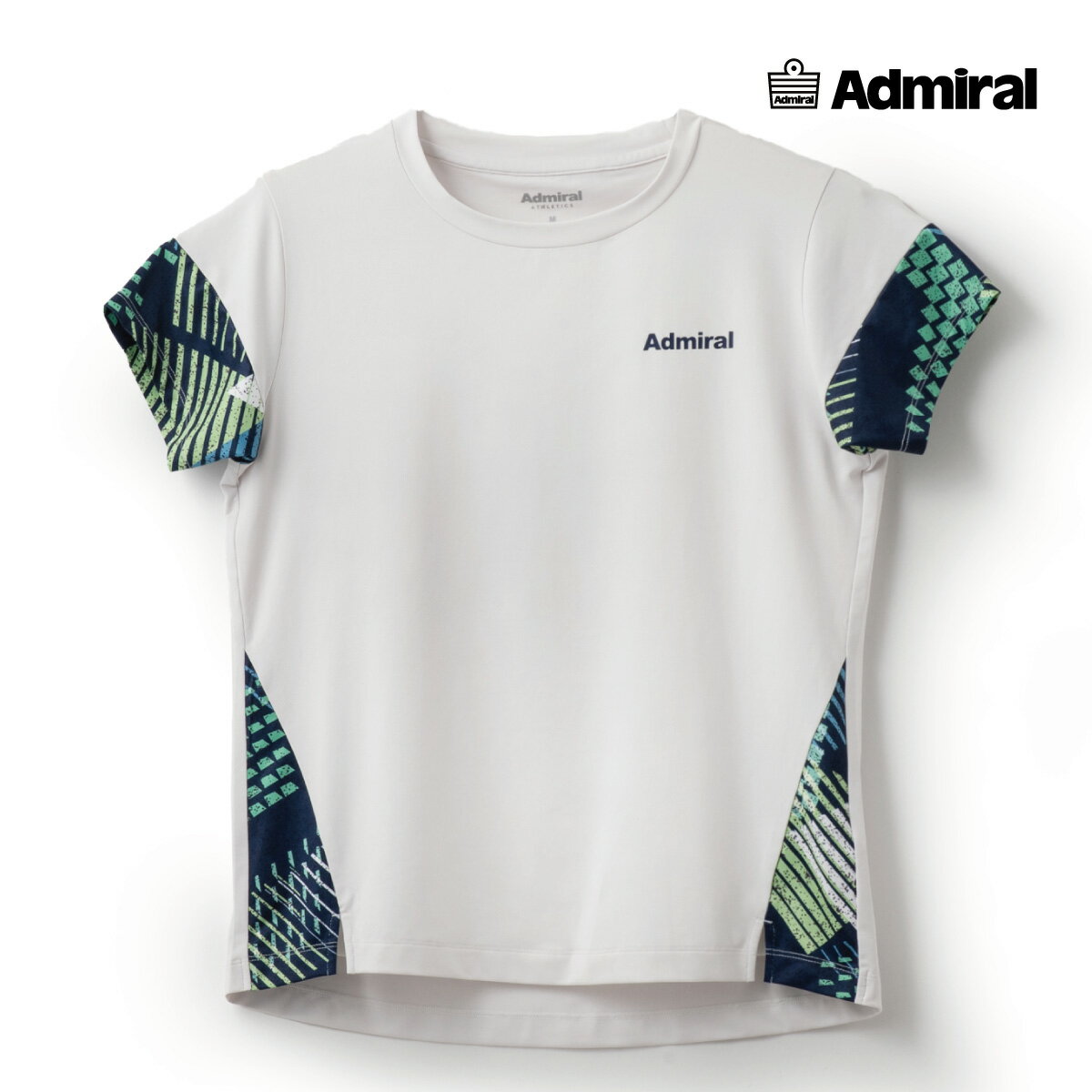 ADMIRAL アドミラル　シェイプスイッチグラフィックTEE　ATLA403　000 ホワイト　2024SS レデイ-ス　テニス ウェア おすすめ　おしゃれ　練習着　ジム　