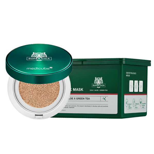 [国内発送]【日本公式メディキューブ(MEDICUBE)】クイックシカメイクセット（マスクシート+クッションパクト)/韓国コスメ/スキンケア/韓国メイク/水分ケア/乾燥肌/シカ成分/ティーツリー/シカ成分/シカマスク/マスクパック/スキンケア/鎮静ケア/ニキビケア／プレゼントのサムネイル