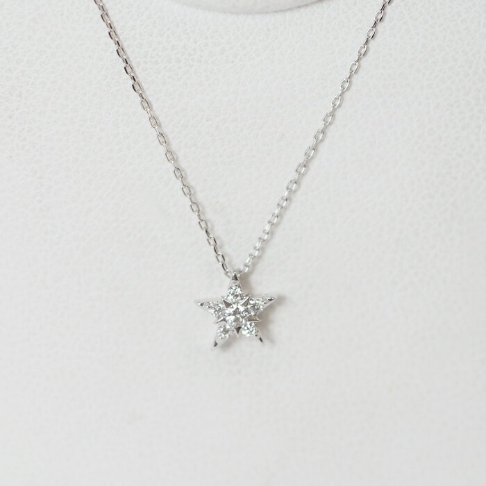 レターパックプラス発送 現行品 STAR JEWELRY スタージュエリー K18WG ダイヤ0.06ct STAR of STARS ネックレス 正規保証書(2020.10購入)・ケース付[中古]