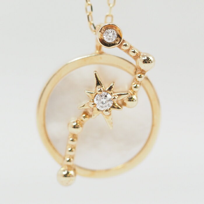 レターパックプラス発送 STAR JEWELRY スタージュエリー K10YG ダイヤ0.01ct マザーオブパール ネックレス 正規保証書付 [中古]