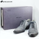 PRADA プラダ サテン レースアップ シューズ 36 グレー レディース ケース付 [中古]