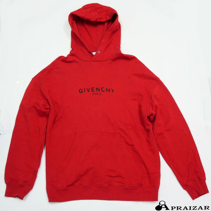 樂天商城 - GIVENCHY ジバンシィ コットン スウェット ロゴ パーカー フーディ レッド 赤 XL メンズ ユニセックス 大き目 [中古]