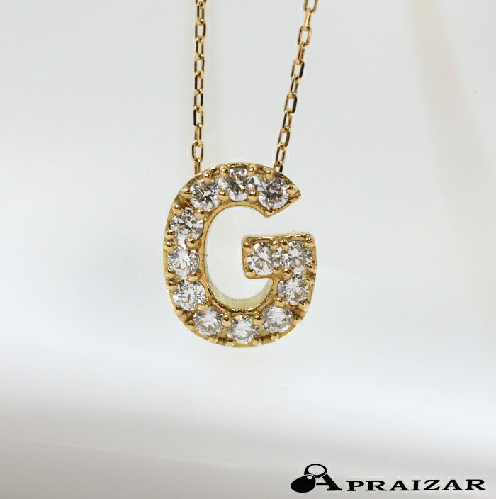 AHKAH アーカー 750 K18イエローゴールド ダイヤ0.19ct プルミエトワールイニシャル (G) ネックレス ケース付 [中古]