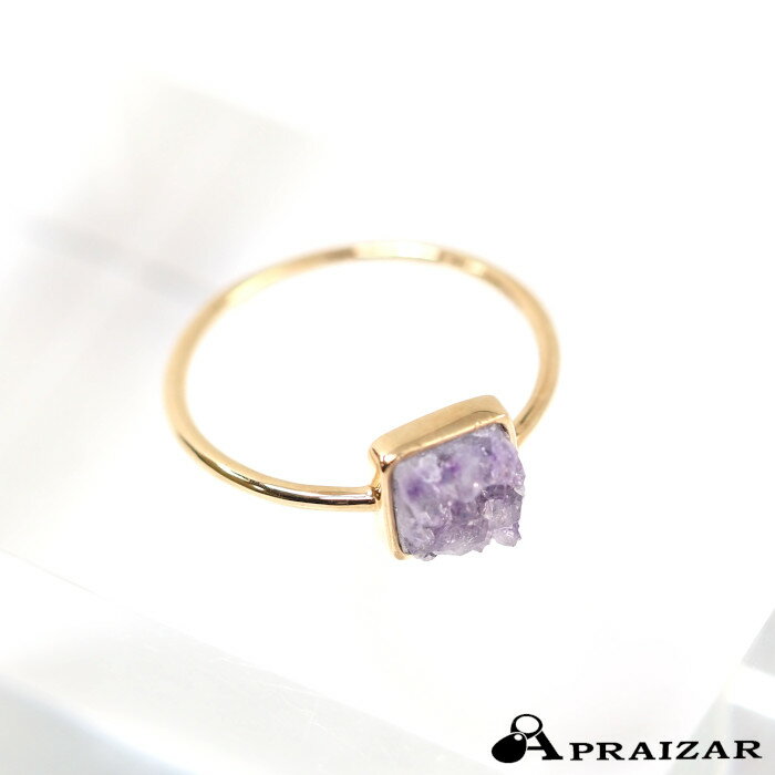 樂天商城 - レターパックプラス発送 agete アガット K10イエローゴールド アメジスト リング 11号 天然石 紫 パープル [中古]