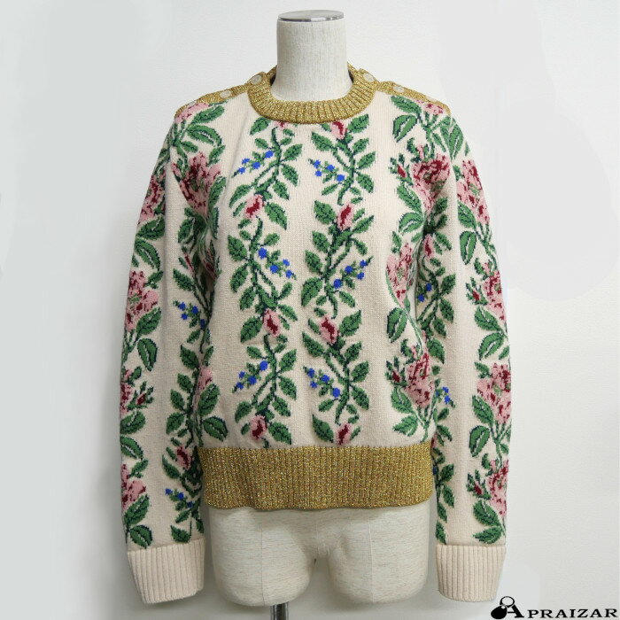樂天商城 - GUCCI グッチ フラワー カシミア ウール ニット セーター M 長袖 マルチカラー ゴールド ラメ レディース [中古]
