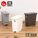 【当店限定特典付】ゴミ箱 ダストボックス 32L 日本製 国産 フットペダル式 蓋 キャスター付き 蓋つき ロック 北欧 スリム マット 大容量 袋止め 分別 ...