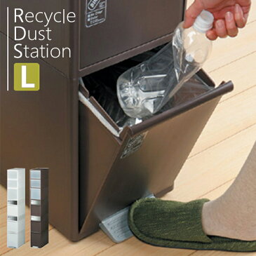 ゴミ箱 資源ごみ分別ストッカー ダストボックス ごみ箱キッチン リサイクル 清潔 収納 大容量 [Recycle Dust Station] 分別スウィングステーションワイド Lサイズ