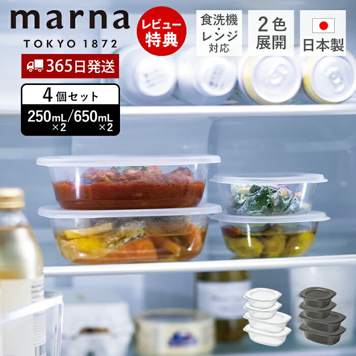 【365日出荷&当店限定特典付】うつわにもなる保存容器 250mL 650mL 4点セット 耐熱 保存容器 BPAフリー キャニスター 食洗機対応 電子レンジ対応 器 食器 日本製 マーナのきほん K831 K832 marna マーナ